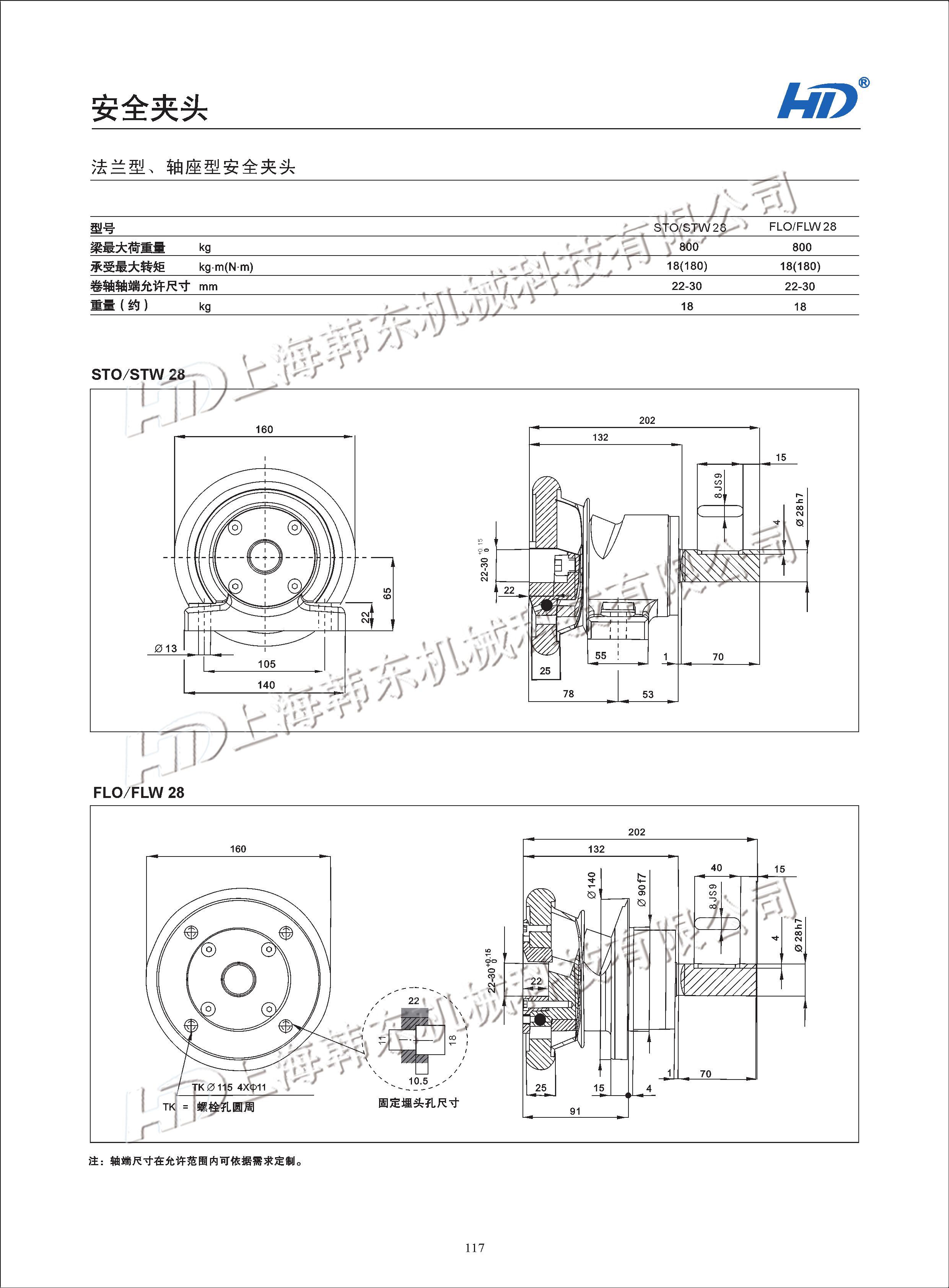 軸座型安全夾頭STO/STW28參數 軸座型安全夾頭